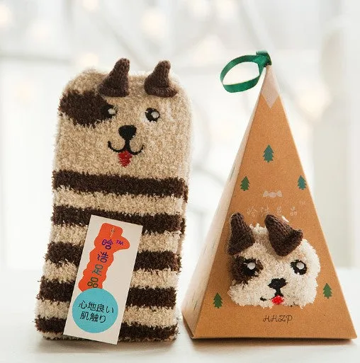 3D Cat Bear Fox Casual Warm Ladies Soft Socks