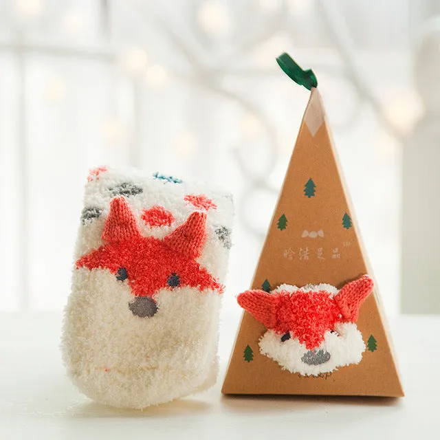 3D Cat Bear Fox Casual Warm Ladies Soft Socks