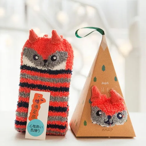 3D Cat Bear Fox Casual Warm Ladies Soft Socks