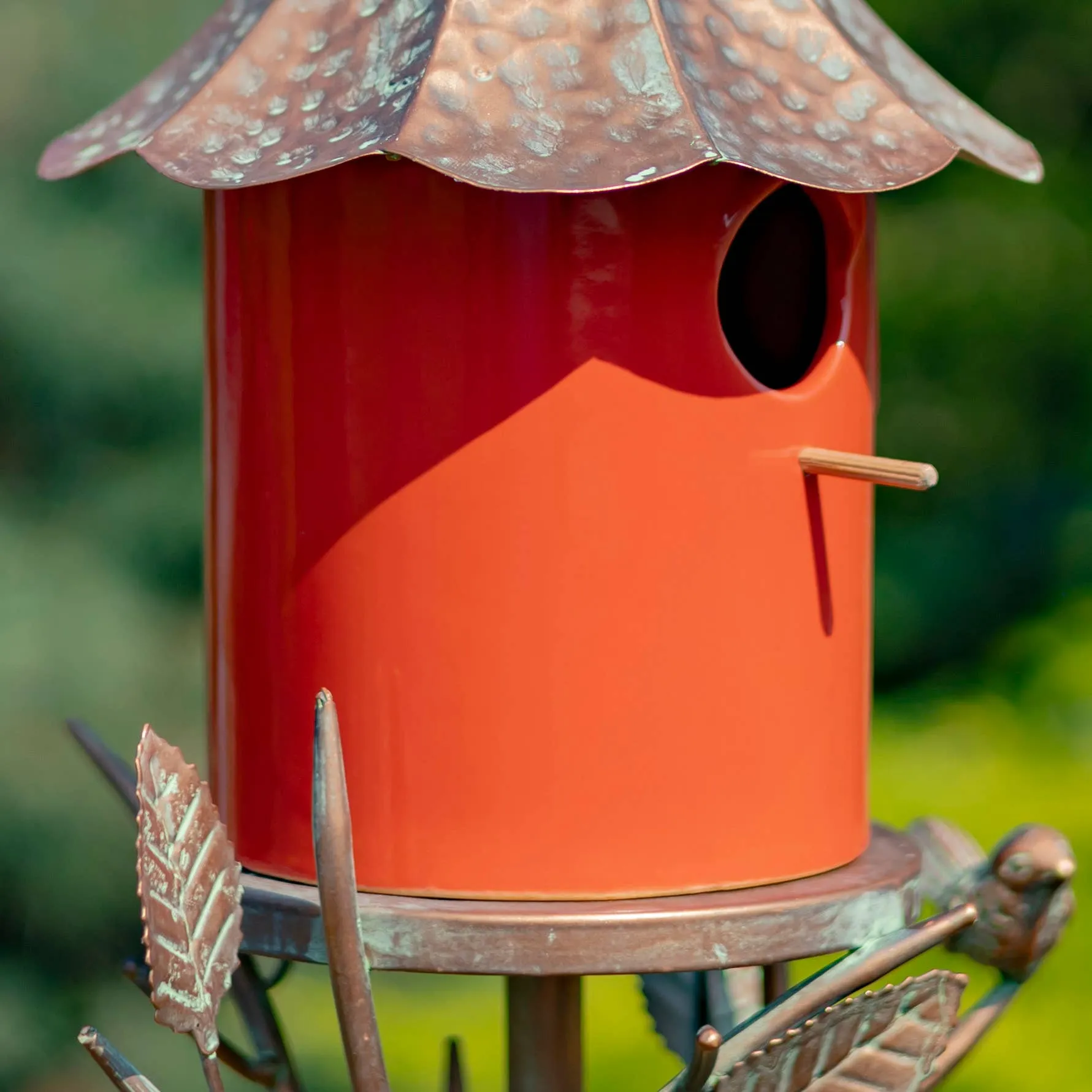 69.25" Tall Iron and Porcelain Birdhouse Stake "Amsterdam"