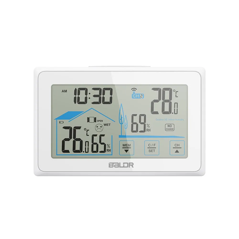 BALDR Wireless Weather Station, Digital Thermometer & Hygrometer (Indoor&Outdoor), Touch Screen,  Temperature Monitor, Humidity Gauge,  with Back-Light