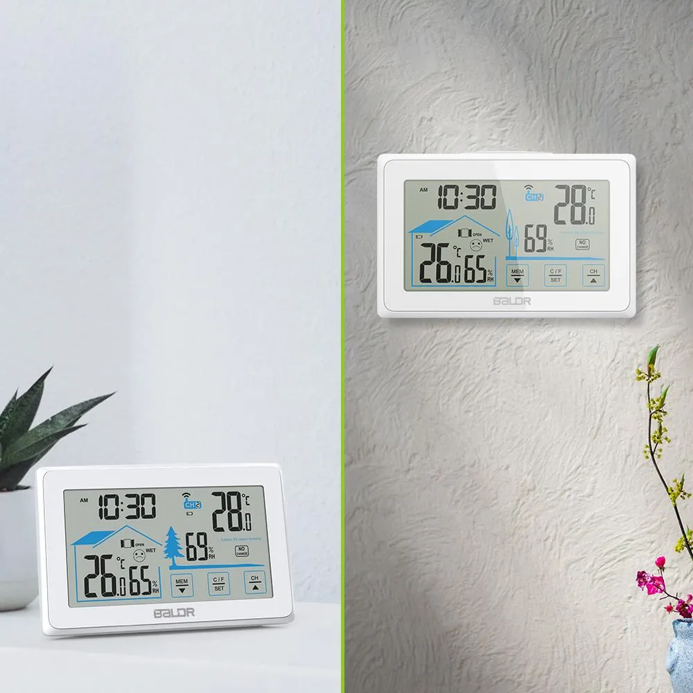 BALDR Wireless Weather Station, Digital Thermometer & Hygrometer (Indoor&Outdoor), Touch Screen,  Temperature Monitor, Humidity Gauge,  with Back-Light