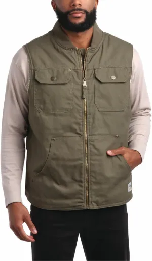 Bass Creek Outfitters Men's Duck Canvas Vest - 100% Cotton Heavyweight Sherpa Lined Workwear Vest for Men (Sizes: M-XXL)