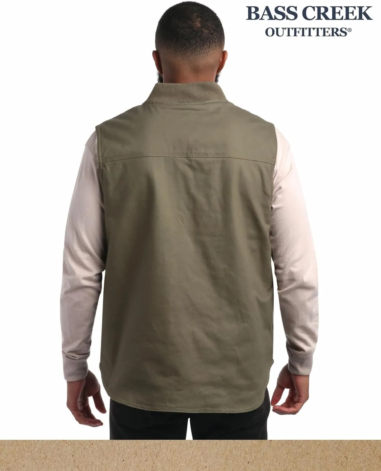 Bass Creek Outfitters Men's Duck Canvas Vest - 100% Cotton Heavyweight Sherpa Lined Workwear Vest for Men (Sizes: M-XXL)