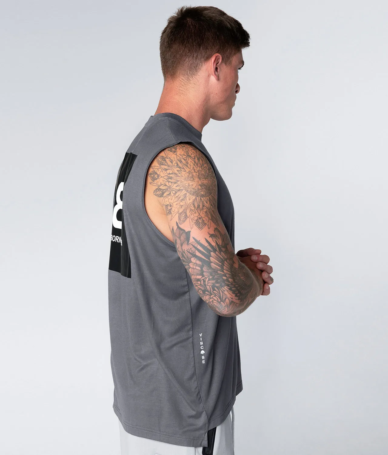 Born Tough Gray Sleeveless Bodybuilding Shirt For Men