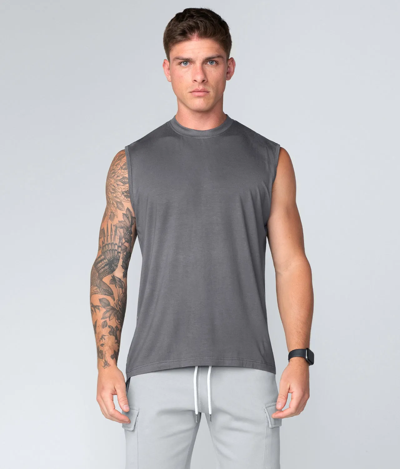 Born Tough Gray Sleeveless Bodybuilding Shirt For Men