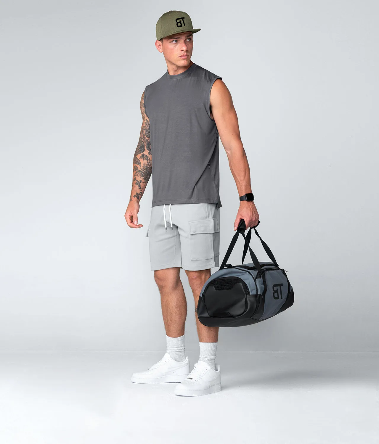 Born Tough Gray Sleeveless Bodybuilding Shirt For Men
