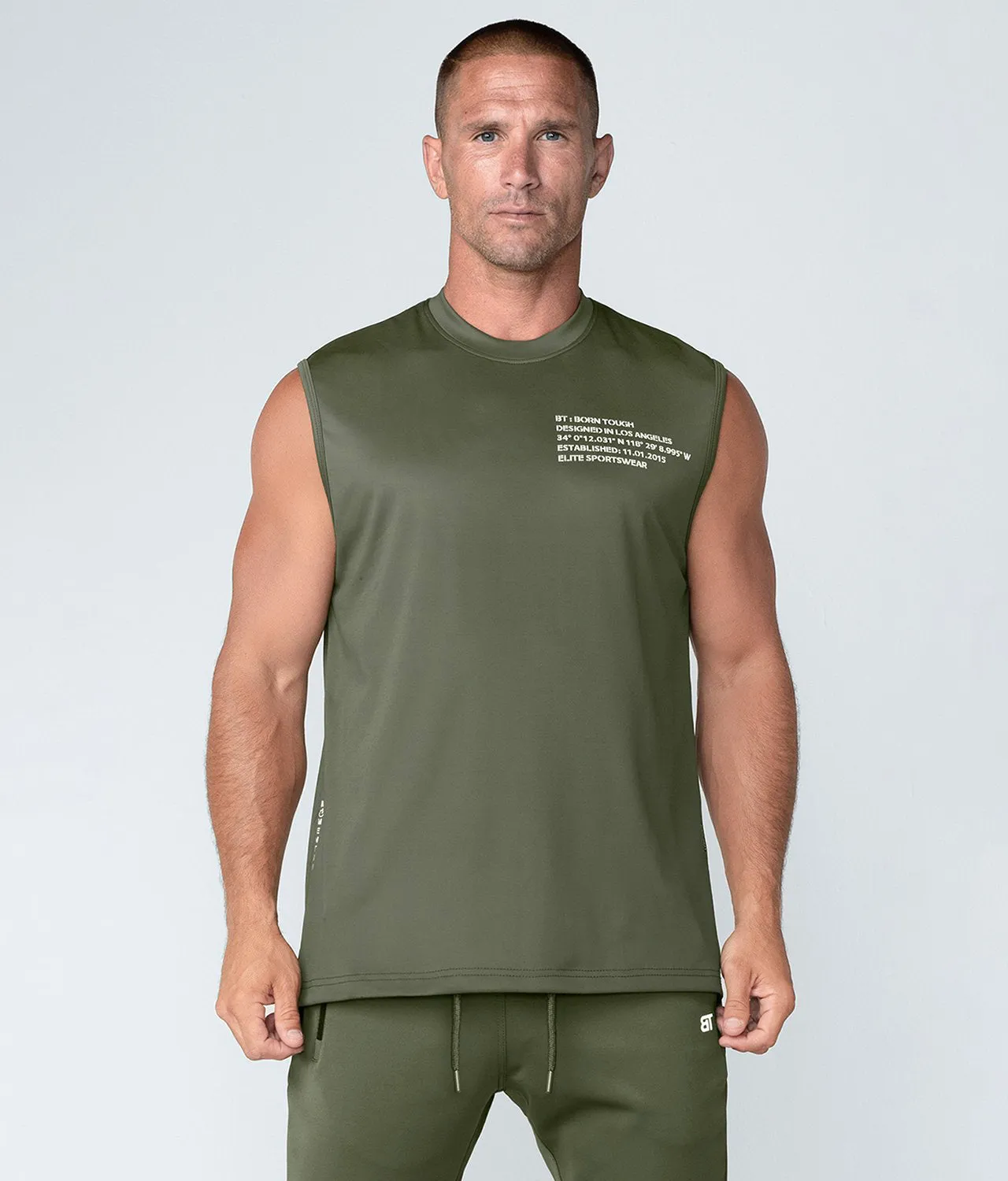 Born Tough Momentum Sleeveless Crossfit T-Shirt For Men Military Green