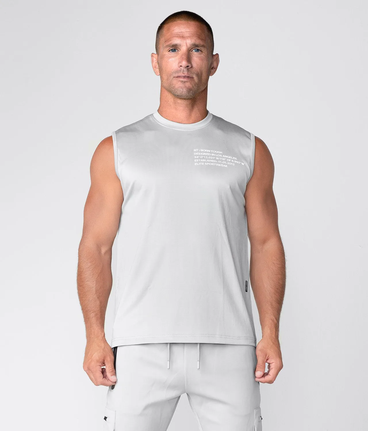 Born Tough Momentum Sleeveless Crossfit T-Shirt For Men Steel Gray