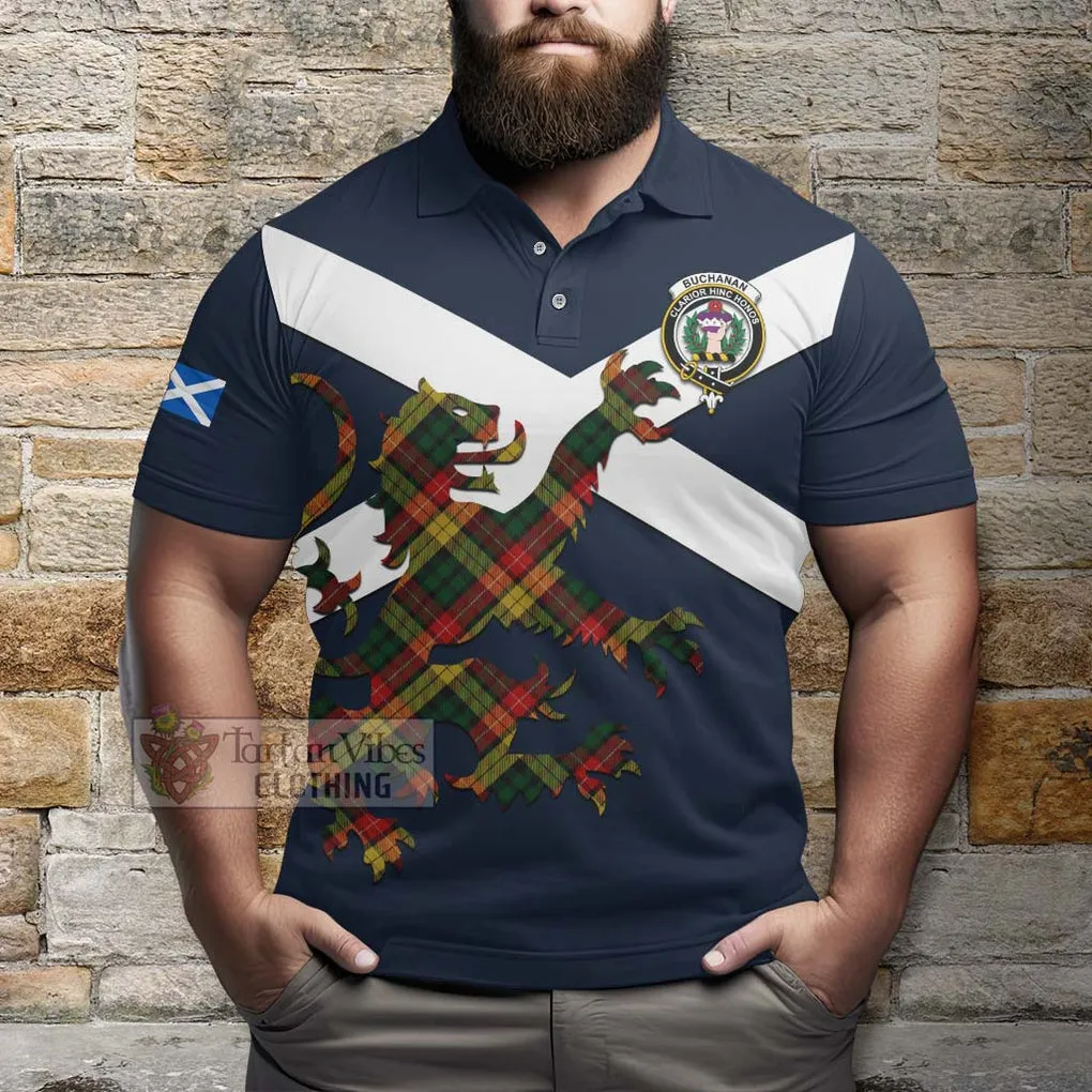 Buchanan Tartan Lion Rampant Polo Shirt Proudly Display Your Heritage with Alba Gu Brath and Clan Name