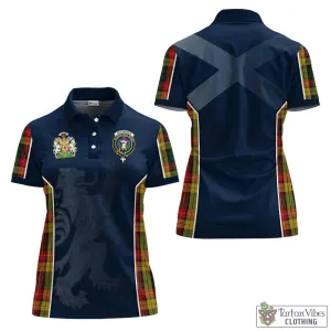 Buchanan Tartan Women's Polo Shirt with Family Crest and Lion Rampant Vibes Sport Style