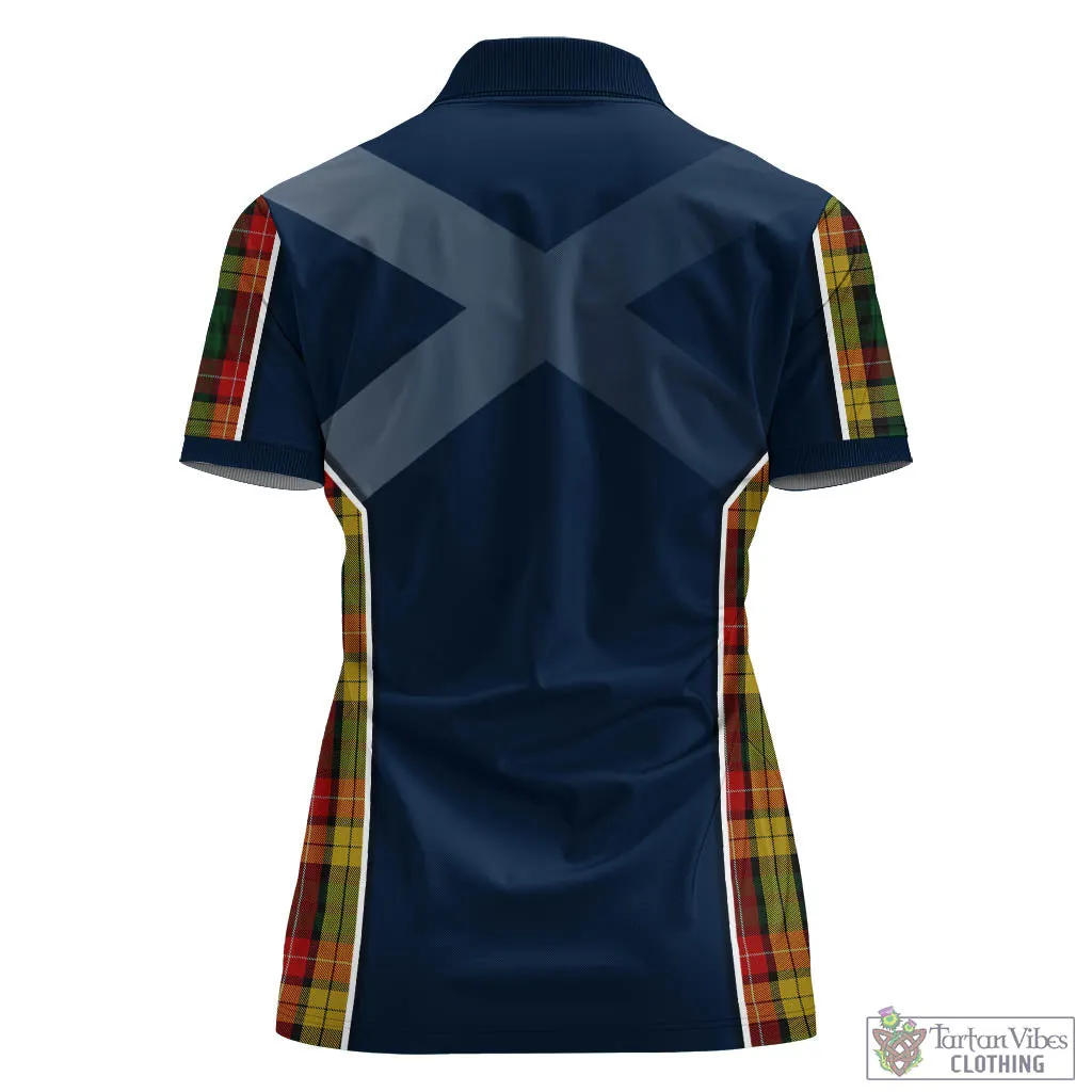 Buchanan Tartan Women's Polo Shirt with Family Crest and Lion Rampant Vibes Sport Style