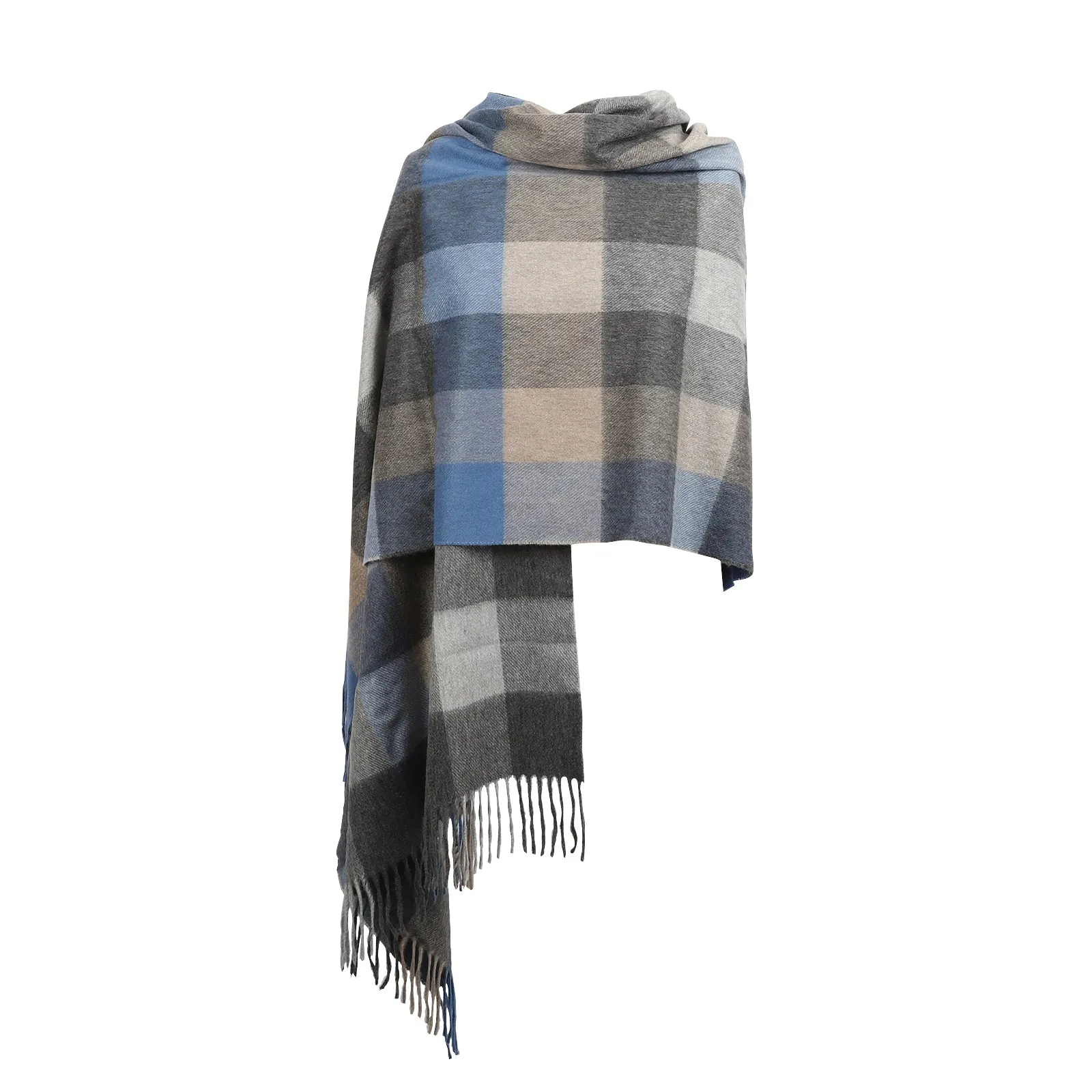 Cashmere Tartan  Stole Cubes Shadow