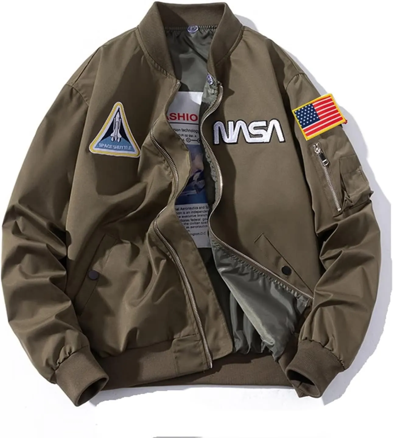 Casual jackets, Men Biker Bomber Jacket, NASA MA-1 Military Flight Jacket Light Air Force Moto Street Coat