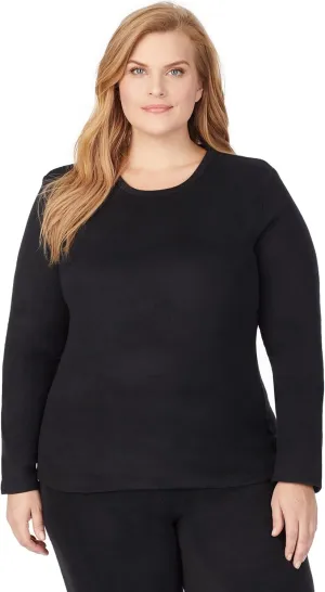 Cuddl Duds Women's Fleecewear with Stretch Long Sleeve Crew Neck  Heavyweight, Ultra-Warm Base Layer & Lounge Top