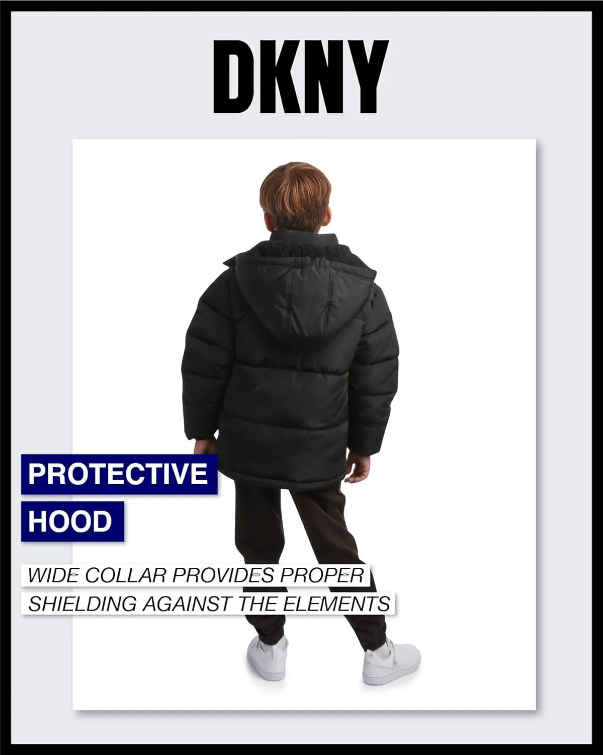 DKNY Boys' Puffer Jacket - Heavyweight Sherpa Fur Lined Hooded Winter Coat - Water Resistant Bubble Jackets for Boys (8-20)