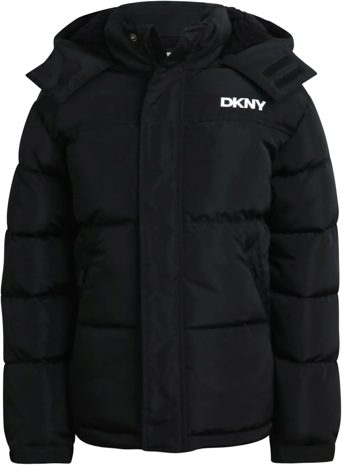 DKNY Boys' Puffer Jacket - Heavyweight Sherpa Fur Lined Hooded Winter Coat - Water Resistant Bubble Jackets for Boys (8-20)