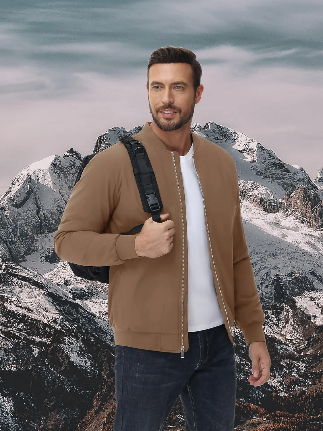 EKLENTSON Men's Bomber Jackets Fleece Lined Winter Flight Jacket Water Resistant Windproof Windbreaker Zip Up