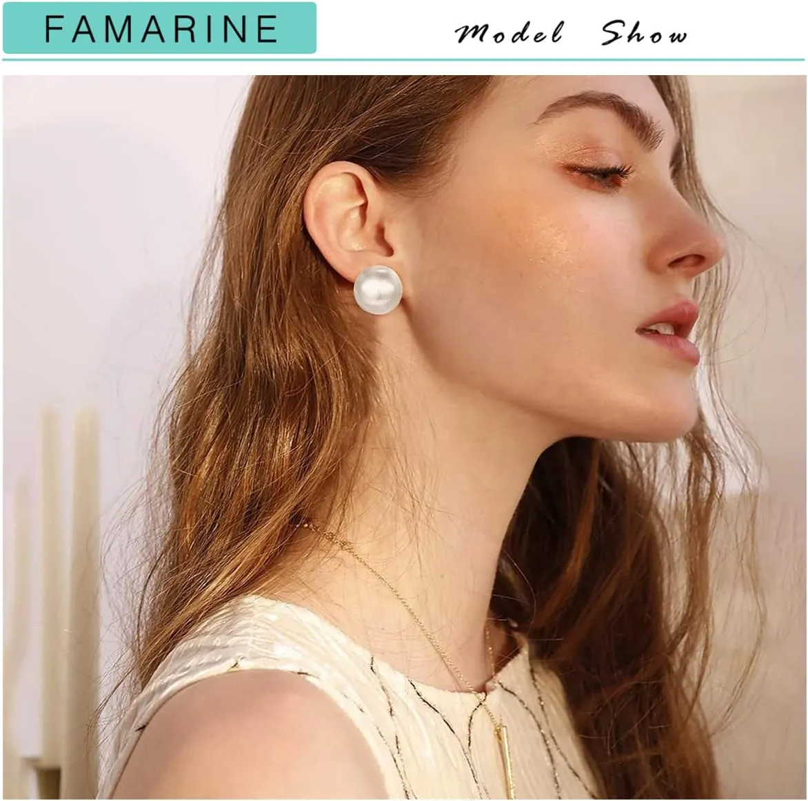FAMARINE Gold Sliver Ball Clip on Earrings for Women Brushed Finish Small Clip Earrings Gift