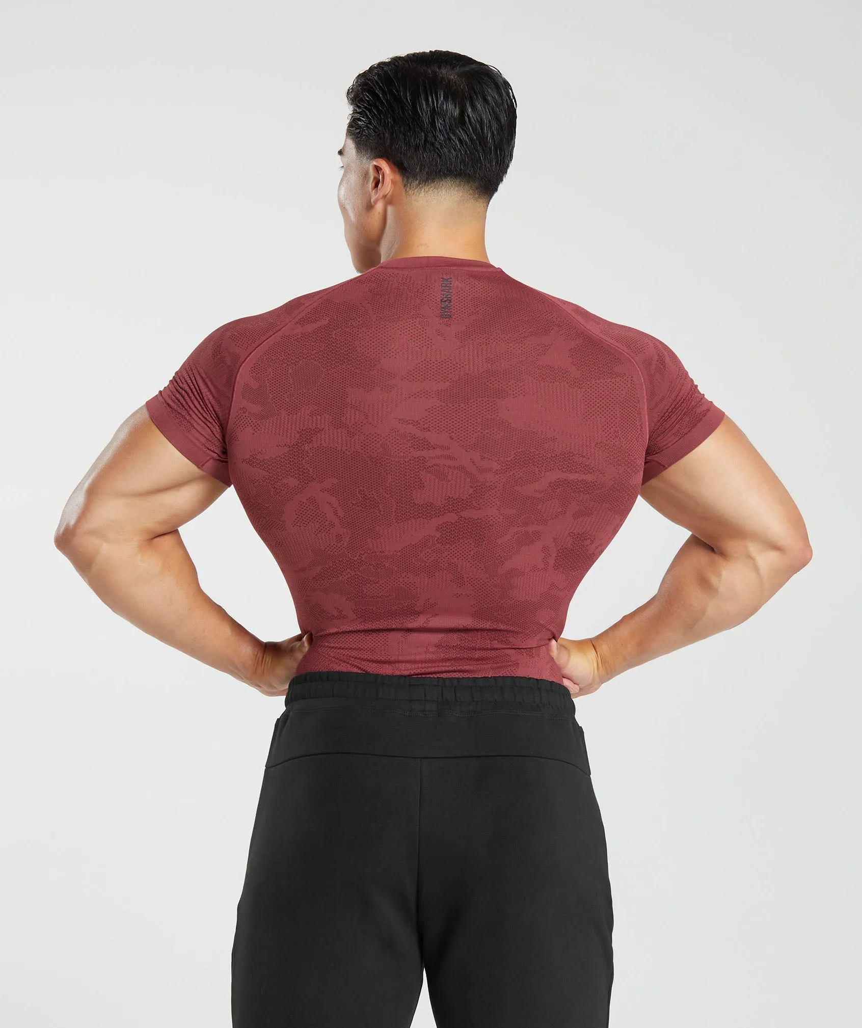 Gymshark Geo Seamless T-Shirt - Soft Berry/Rich Maroon