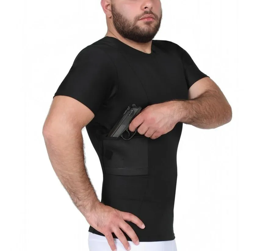 I.S.PRO USA Tactical Concealment Compression Crew Neck Shirt Gun Holder MGC018 by InstantFigure INC