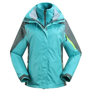 J&D Life Women's Waterproof Outdoor 3-IN-1 Snowboarding Jacket Fleece Liner Warm Coat