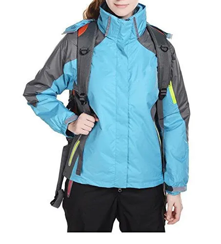 J&D Life Women's Waterproof Outdoor 3-IN-1 Snowboarding Jacket Fleece Liner Warm Coat