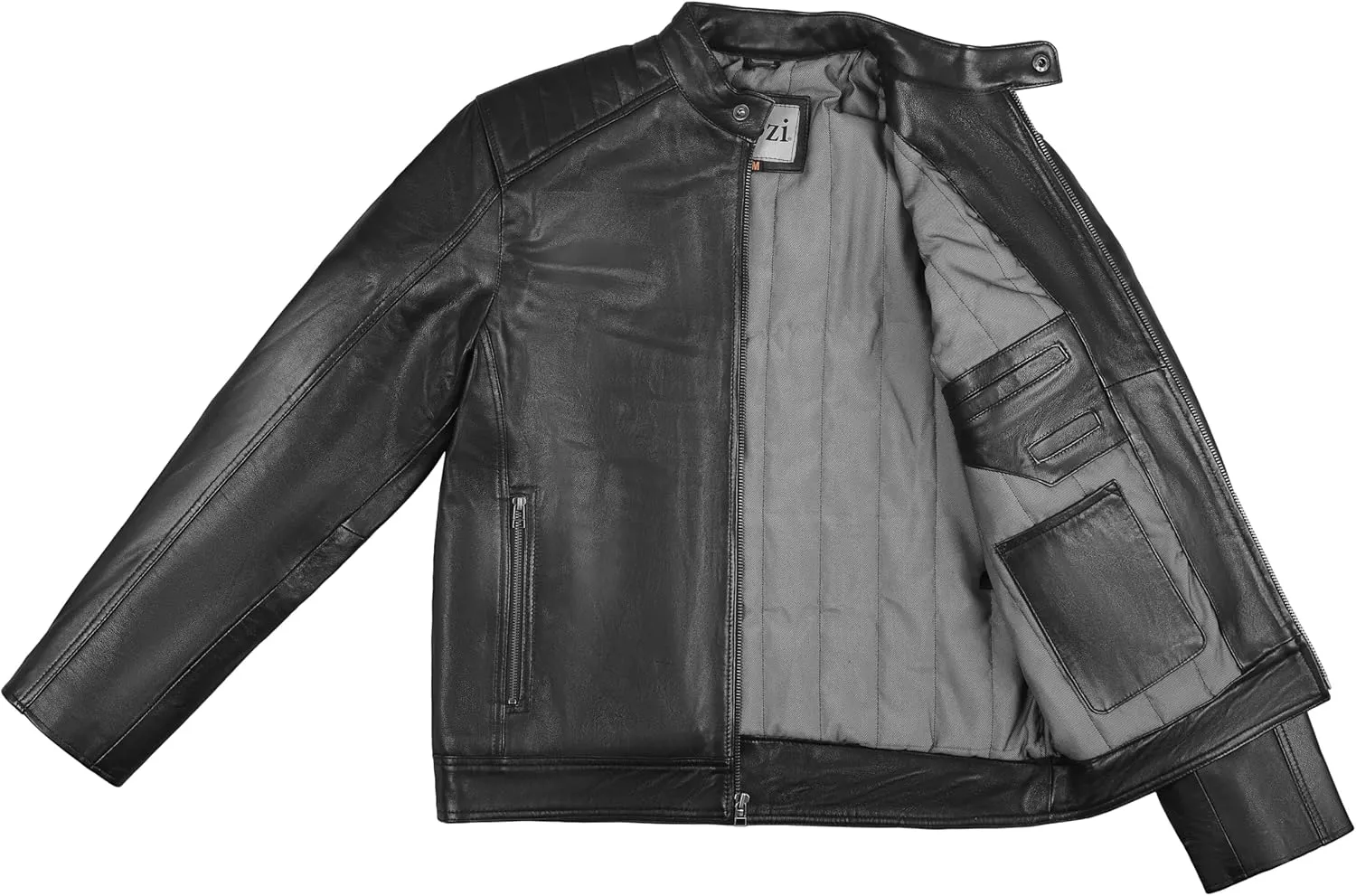 Men's Genuine Lambskin Leather Motorcycle Jacket  Vintage Cafe Racer Style Slim Fit Biker Coat