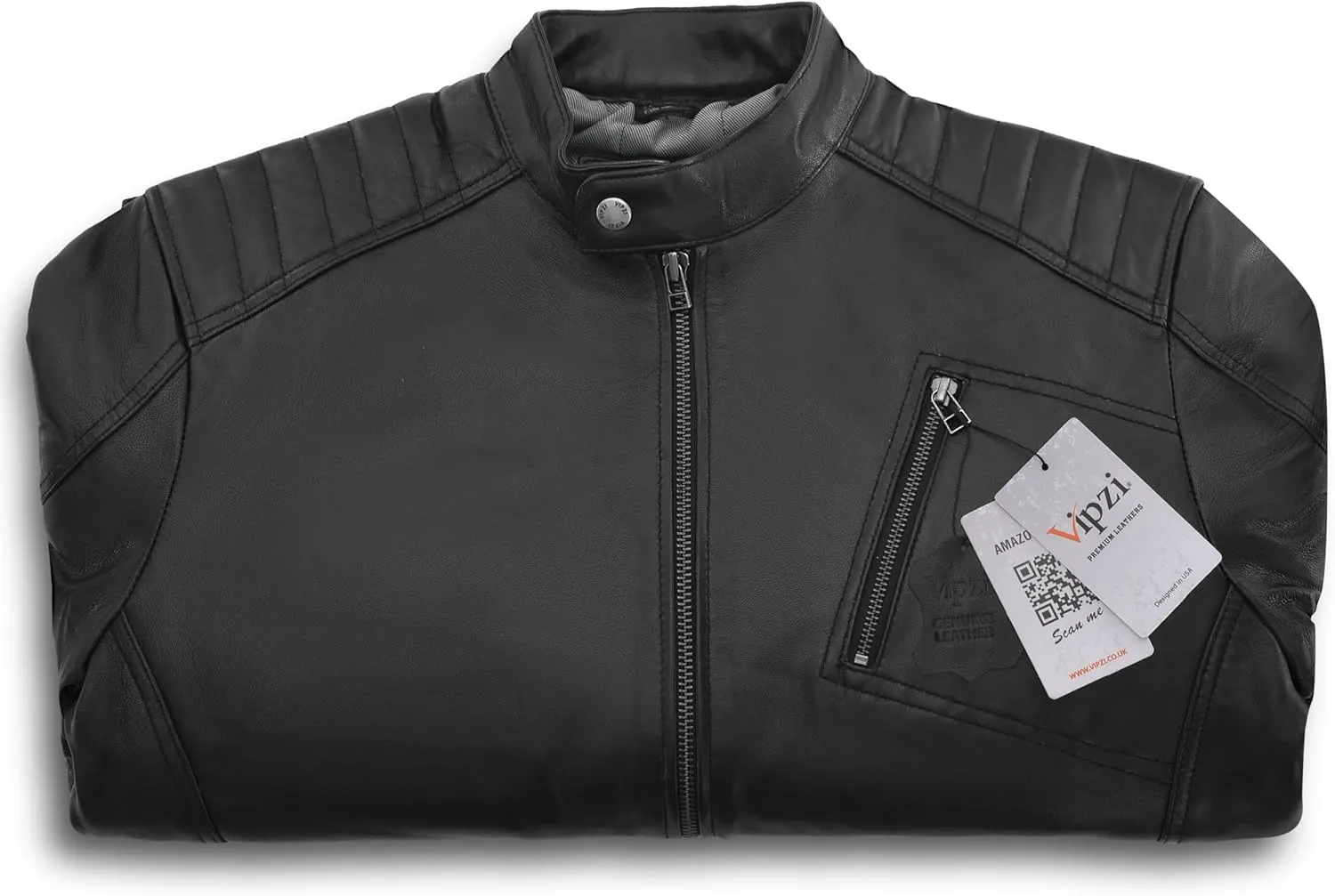 Men's Genuine Lambskin Leather Motorcycle Jacket  Vintage Cafe Racer Style Slim Fit Biker Coat