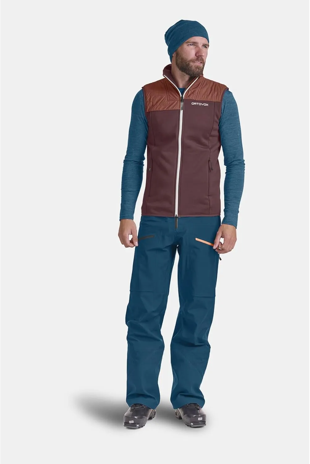 Ortovox Mens Fleece Plus Vest, High-Performance Merino Wool Blend Zip Up Shell Vest for Freeride, Mountaineering & Ski Tours