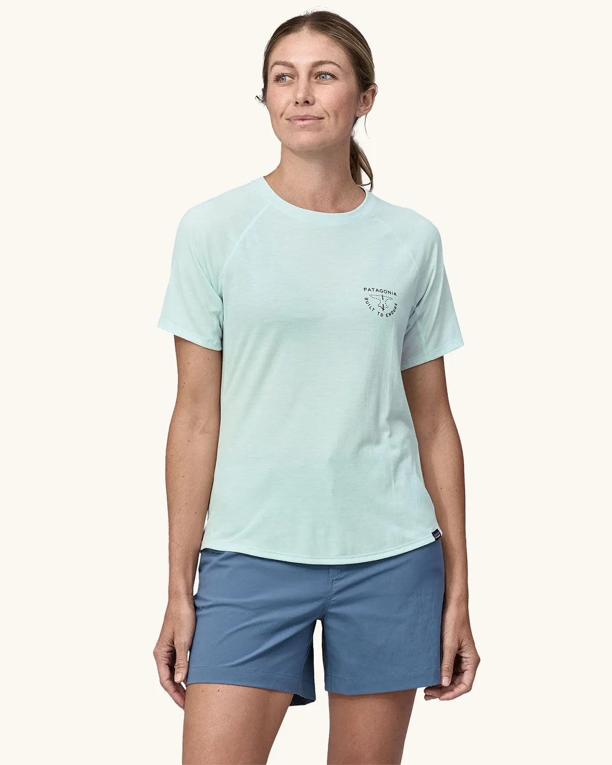 Patagonia Women's Capilene Cool Trail Graphic Shirt - Forge Mark Crest / Wispy Green