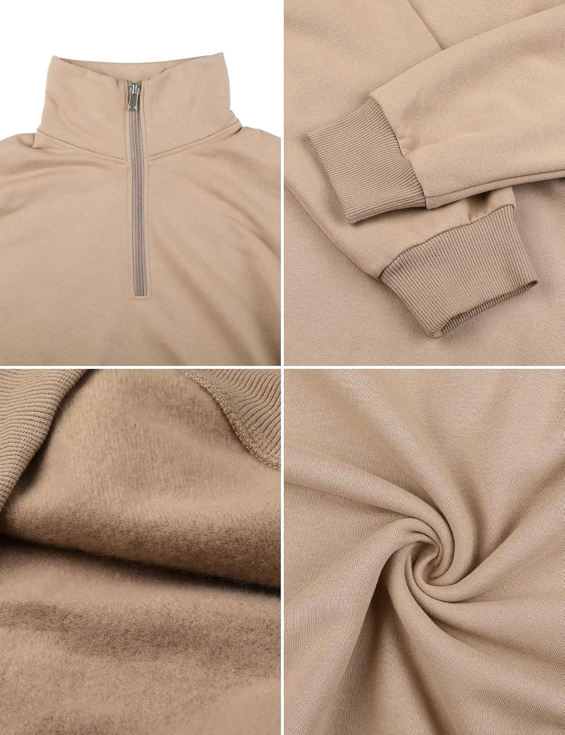 PrettyGuide Women's Lightweight Quarter Zip Oversized Sweatshirts Long Sleeve Fleece Pullover