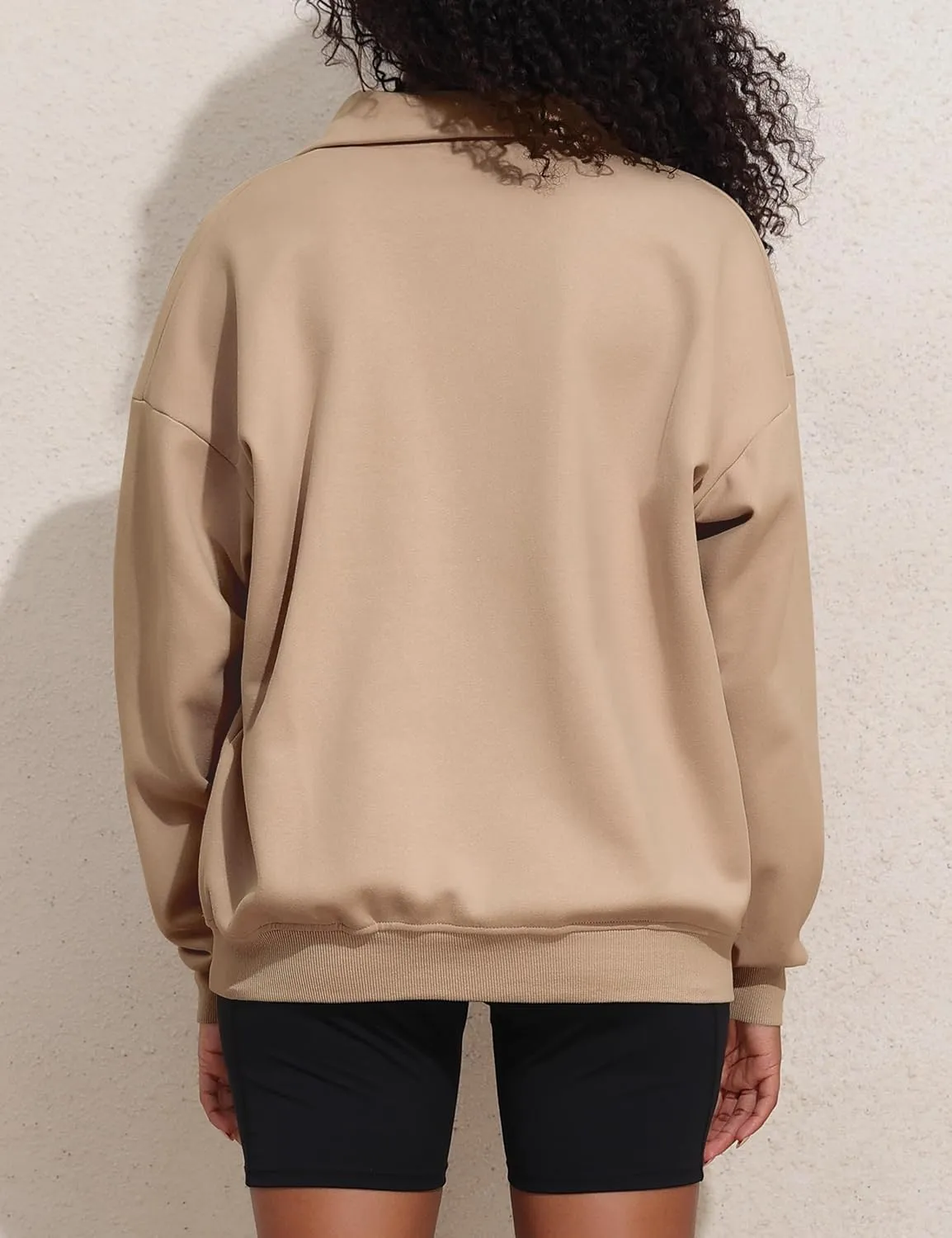 PrettyGuide Women's Lightweight Quarter Zip Oversized Sweatshirts Long Sleeve Fleece Pullover
