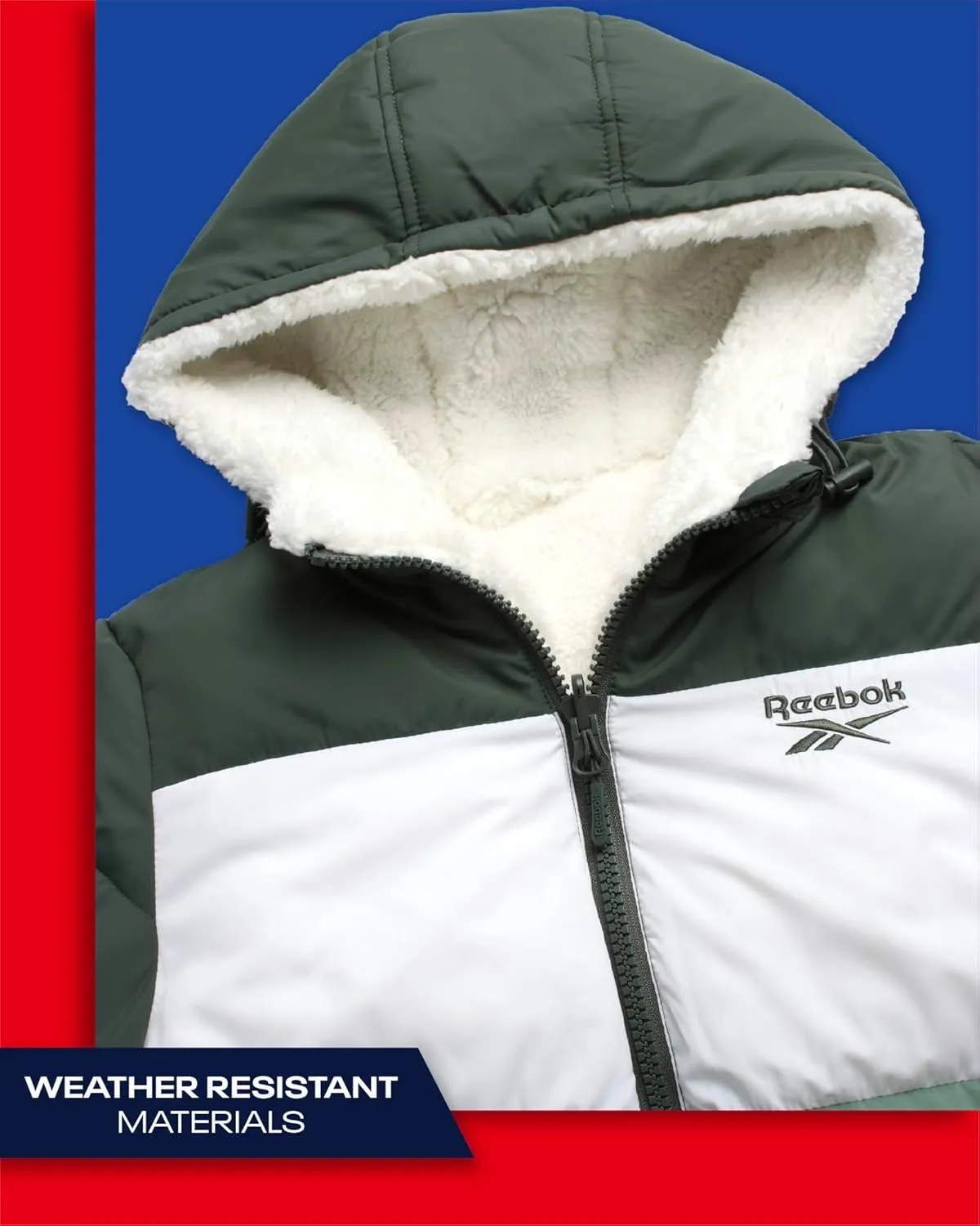 Reebok Women's Winter Jacket - Reversible Quilted Puffer Coat with Sherpa Fleece Lining - Reversible Jacket for Women (S-XL)