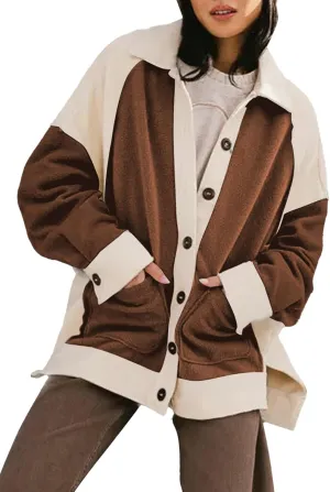 SHEWIN Womens Winter Fuzzy Fleece Jacket Casual Long Sleeve Button Down Sherpa Shacket Coats