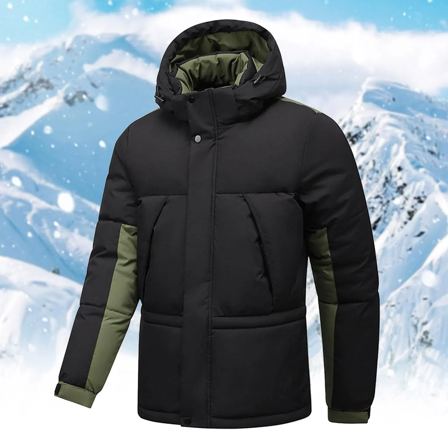 Snow Beauty Male Detachable Hat Color Blocked Casual Warm Loose Jacket