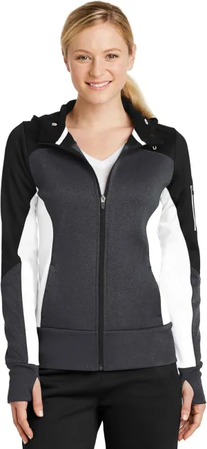Sport-Tek Ladies Tech Fleece Colorblock Full-Zip Hooded Jacket. LST245