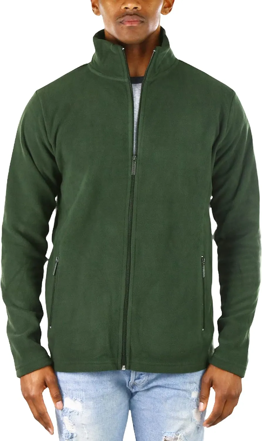 ToBeInStyle Men's Zip Up Long Sleeve High Collar Polar Fleece Jacket