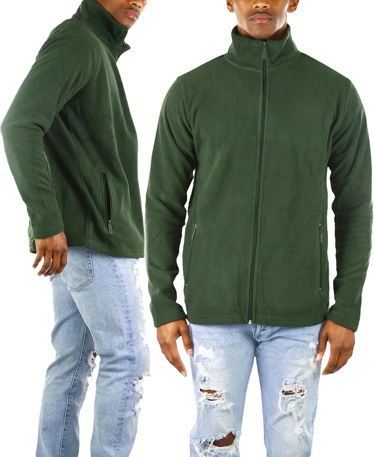 ToBeInStyle Men's Zip Up Long Sleeve High Collar Polar Fleece Jacket