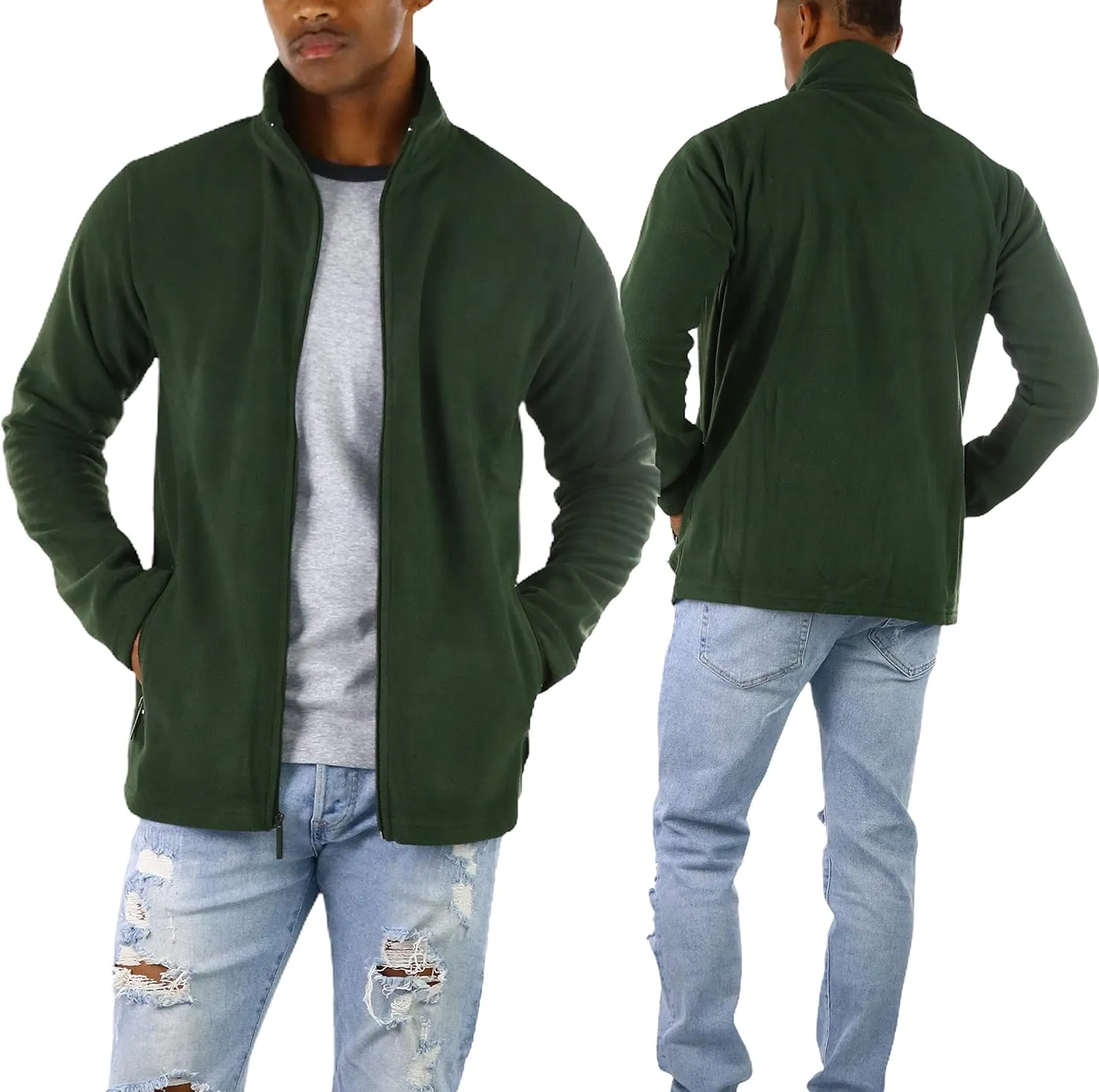 ToBeInStyle Men's Zip Up Long Sleeve High Collar Polar Fleece Jacket