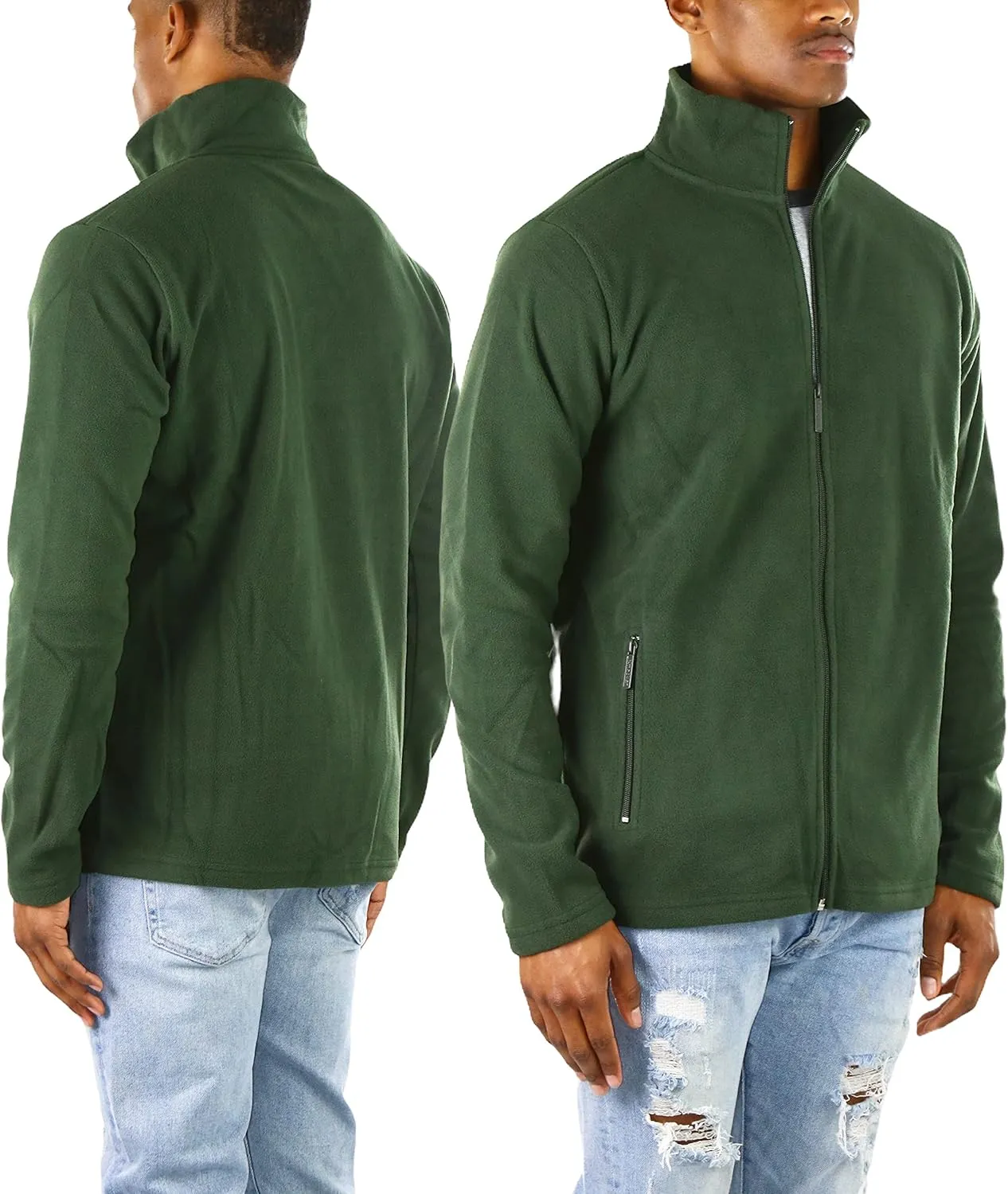 ToBeInStyle Men's Zip Up Long Sleeve High Collar Polar Fleece Jacket