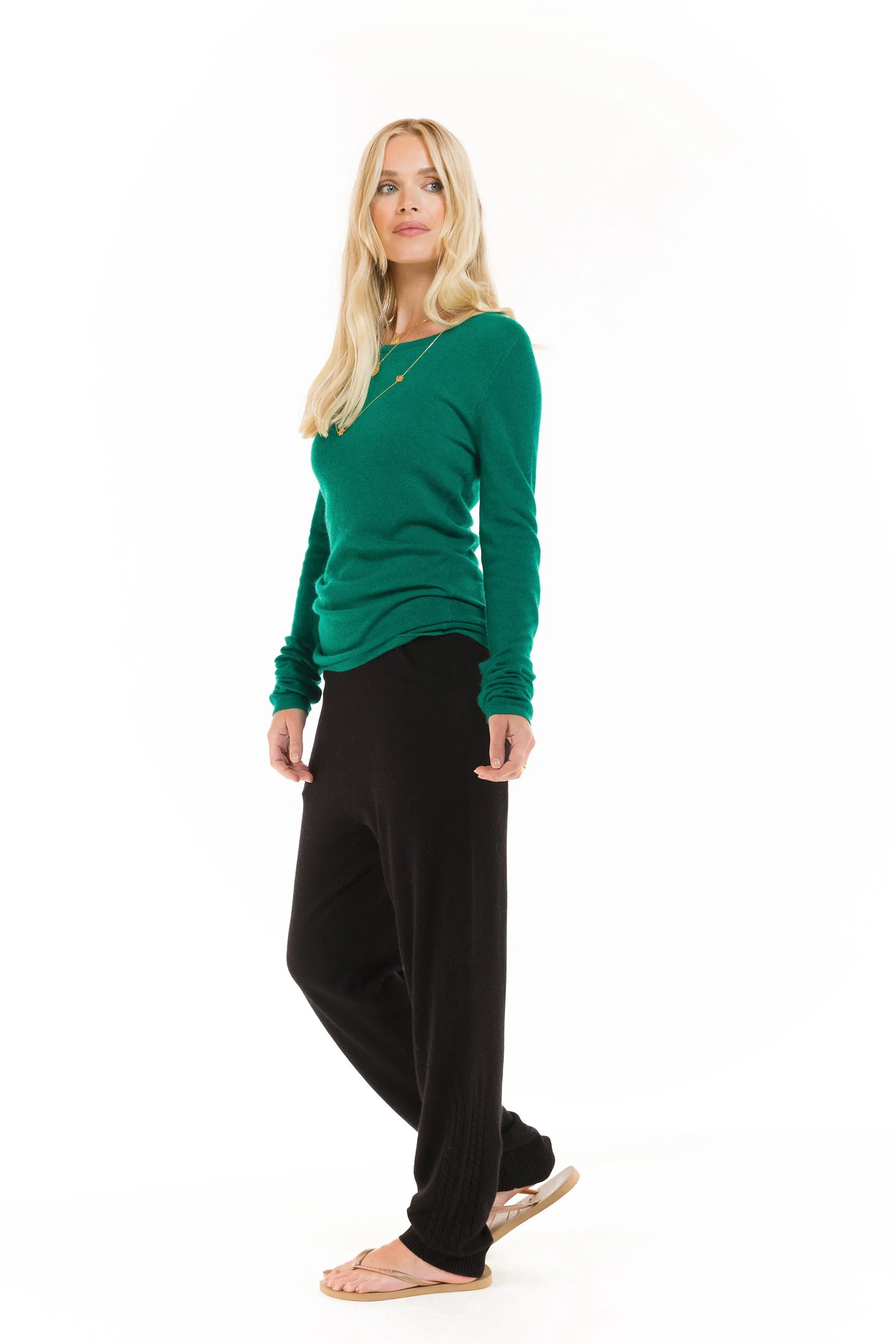 ULTRA FINE LONG SLEEVE TOP EMERALD GREEN