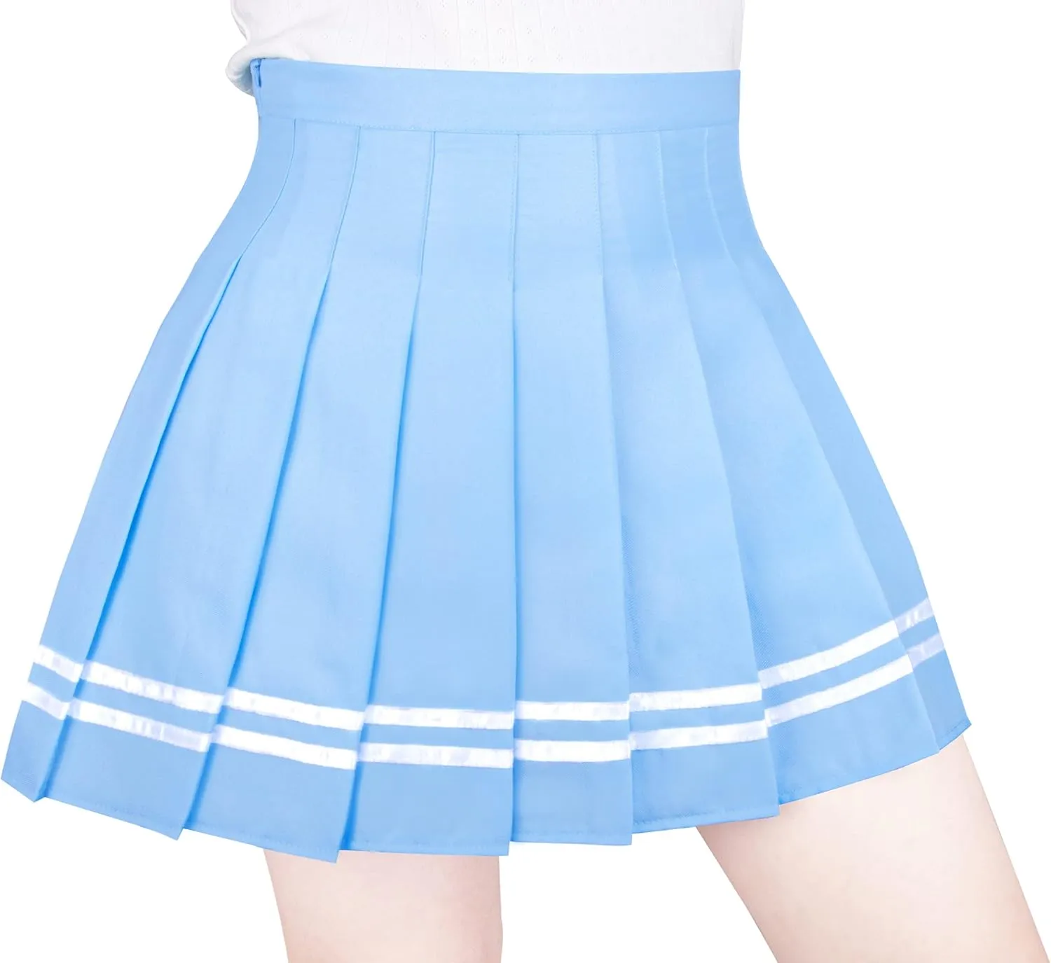 Women Girls High Waist Pleated Mini Skirt with Lining Shorts