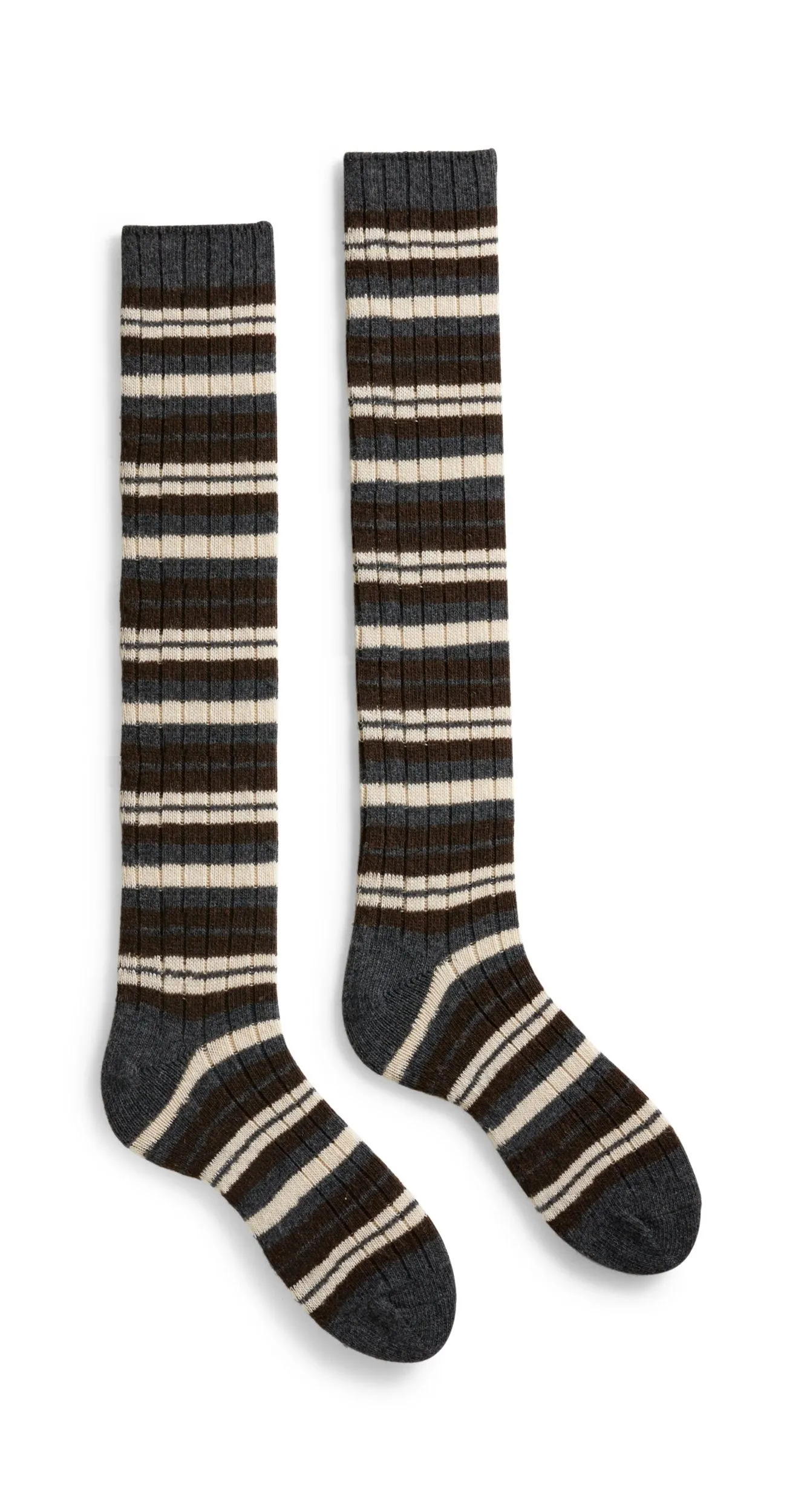 women's striped rib wool cashmere knee high socks