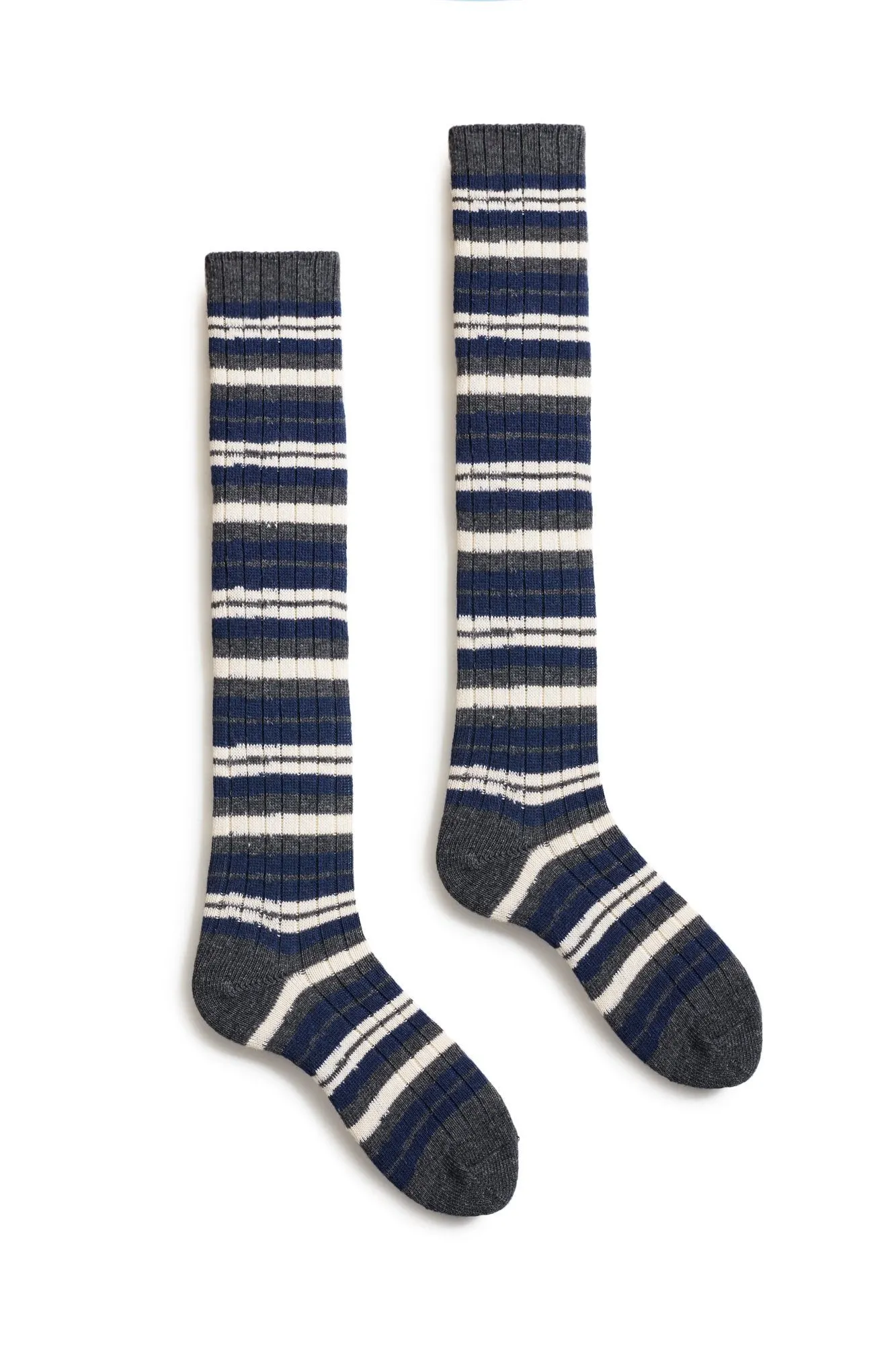 women's striped rib wool cashmere knee high socks